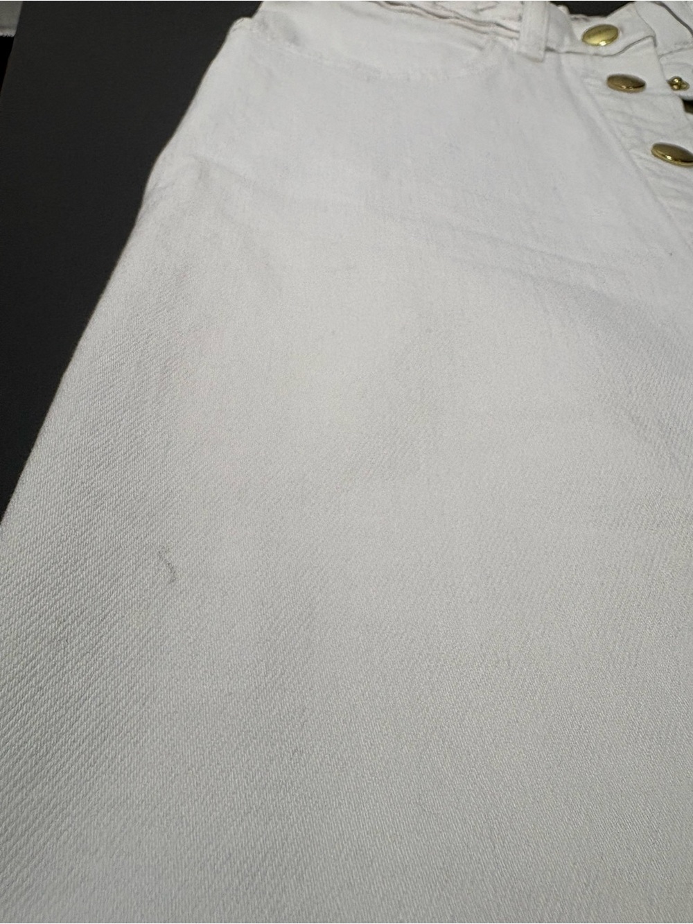 FRAME Claire Braided Waistband White Button-Front Denim Skirt - Picture 10 of 11